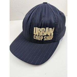 Urban Chop Shop Flexfit Hat Mens L-XL Navy Blue Pinstripe Embroidered Baseball